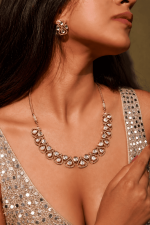 Chandrika Ivory Teardrop Polki Kundan gold plated studded Necklace Set