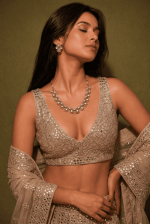 Chandrika Ivory Teardrop Polki Kundan gold plated studded Necklace Set - Image 6