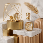 Gold Plated Square Pearl Necklace Set with Matching Stud Earrings - Image 3