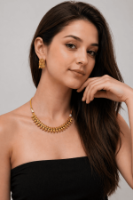 Nyveera Royal Antique Matte Gold Traditional Necklace Set with Earrings - Image 6