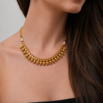 Nyveera Royal Antique Matte Gold Traditional Necklace Set with Earrings