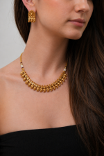 Nyveera Royal Antique Matte Gold Traditional Necklace Set with Earrings