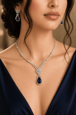Nyveera Sapphire Dewdrop CZ Necklace Set