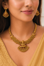 Classic Lakshmi Heritage Temple Necklace Set with Earrings