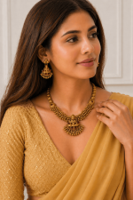 Classic Lakshmi Heritage Temple Necklace Set with Earrings - Image 5