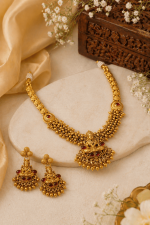 Classic Lakshmi Heritage Temple Necklace Set with Earrings - Image 2