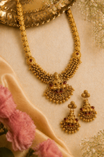 Classic Lakshmi Heritage Temple Necklace Set with Earrings - Image 4
