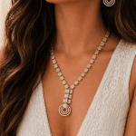 Nyveera Radiance Square Zircon Drop Necklace Set