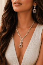 Nyveera Radiance Square Zircon Drop Necklace Set
