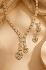 Nyveera Radiance Square Zircon Drop Necklace Set - Image 4