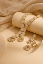 Nyveera Radiance Square Zircon Drop Necklace Set - Image 2
