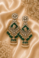 Royal Peacock Design Kundan Jhumka Earrings for Women | Traditional Bridal Statement Dangle Earrings with Pearl Drops - Image 3