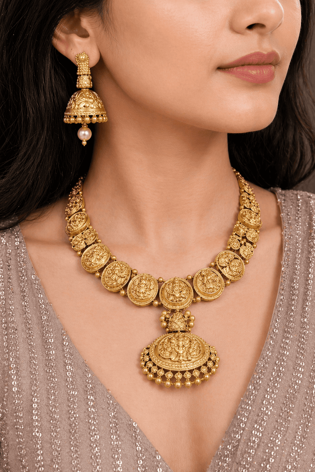 ChatGPT Image Apr 24, 2026, 12_07_16 PM (2) Nyveera Antique Lakshmi Temple Pendant Necklace with Pearl Drop - Image 1