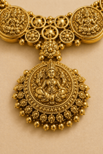 Nyveera Antique Lakshmi Temple Pendant Necklace with Pearl Drop - Image 4