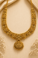 Nyveera Antique Lakshmi Temple Pendant Necklace with Pearl Drop - Image 2