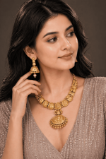 Nyveera Antique Lakshmi Temple Pendant Necklace with Pearl Drop - Image 5
