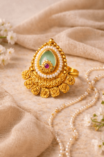 Vasundhara Emerald Teardrop Statement Ring - Image 2