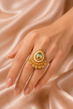 Vasundhara Emerald Teardrop Statement Ring