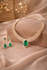 Elegant Dewdrop Mint Design CZ Gold-Plated Necklace Set for Women - Image 2