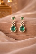 Elegant Dewdrop Mint Design CZ Gold-Plated Necklace Set for Women - Image 4