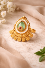 Vasundhara Emerald Teardrop Statement Ring - Image 3