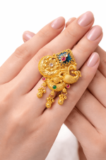 Rajwada Peacock Charm Statement Ring - Image 3