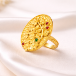 Antique Gold Floral Statement Ring with Multicolor Stones