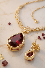 Nyveera Imperial Ruby Teardrop Necklace Set - Image 4