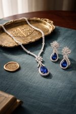 Nyveera Sapphire Dewdrop CZ Necklace Set - Image 2
