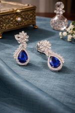 Nyveera Sapphire Dewdrop CZ Necklace Set - Image 3