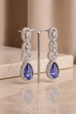 Nyveera Amethyst Teardrop Silver Plated Zirconia Studded Necklace Set - Image 4