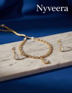 Elegant American Diamond Rectangle Pendant Necklace Set for Women – Gold Plated Adjustable Bridal Jewelry with Matching Earrings - Image 2