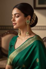 Nyveera Heritage Green Kundan Chain Drop Jhumkas - Image 5