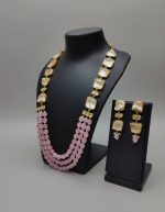 Blush Rose Quartz and Mother of Pearl Multi-Strand Statement Necklace Set - Image 5