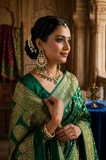Green Kundan Chandbali Earrings with Pearl Drops – Traditional Gold Plated Bridal Statement Earrings for Women - Image 5