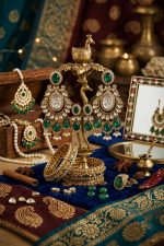 Green Kundan Chandbali Earrings with Pearl Drops – Traditional Gold Plated Bridal Statement Earrings for Women - Image 3