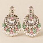 Pastel Stone Chandbali Earrings - Image 2