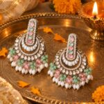 Pastel Stone Chandbali Earrings - Image 4