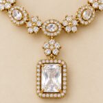 Elegant American Diamond Rectangle Pendant Necklace Set - Image 2