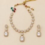 Elegant American Diamond Rectangle Pendant Necklace Set - Image 4