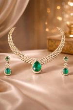 Elegant Dewdrop Mint Design CZ Gold-Plated Necklace Set for Women - Image 3
