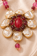 Nyveera Crimson Bloom Statement Necklace Set - Image 3
