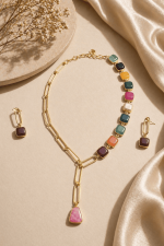 Nyveera Prism Link Statement Necklace Set - Image 2