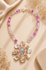 Nyveera Blush Aura Floral Statement Necklace Set - Image 2
