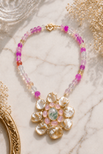 Nyveera Blush Aura Floral Statement Necklace Set - Image 4