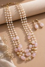 Rosy Radiance Necklace and Earring Ensemble - Image 2