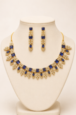 Violet & Gold Leaf Crystal Necklace Set - Image 4