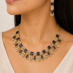 Violet & Gold Leaf Crystal Necklace Set