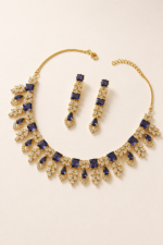 Violet & Gold Leaf Crystal Necklace Set - Image 2