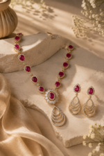 Crimson Royale Ruby & Diamond Statement Jewellery Set - Image 5